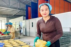 Làng nghề ép chuối khô vào mùa Tết