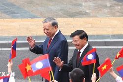 Toàn cảnh lễ đón Tổng Bí thư, Chủ tịch nước Lào Thongloun Sisoulith