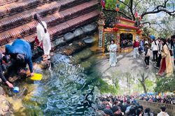 Mùng 5 Tết, người dân và du khách đổ về Giếng Ngọc ở Bắc Ninh cầu bình an, tài lộc