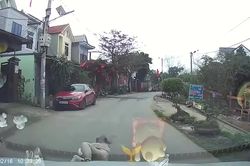 Thót tim khoảnh khắc em bé lao qua đường, người mẹ bất chấp lấy thân bảo vệ
