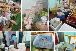 Gần 1 tấn nguyên liệu thực phẩm 'trôi nổi' chuẩn bị biến thành nem chua, xúc xích