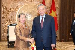 Tổng Bí thư Tô Lâm tiếp Phó Chủ tịch Đảng Nhân dân Campuchia