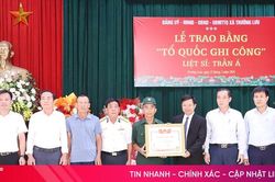 Trao bằng 'Tổ quốc ghi công' đối với liệt sỹ ở xã Trường Lưu