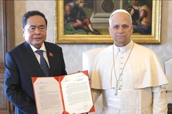 Chủ tịch Quốc hội Trần Thanh Mẫn hội kiến Giáo hoàng Tòa thánh Vatican Leo XIV