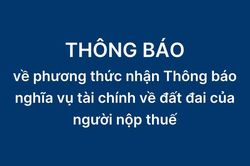 Thông báo về phương thức nhận Thông báo nghĩa vụ tài chính về đất đai của người nộp thuế