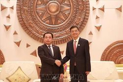 Bí thư Thành ủy Hà Nội Trần Đức Thắng hội kiến Bí thư Khu ủy Khu tự trị dân tộc Choang Quảng Tây Trần Cương