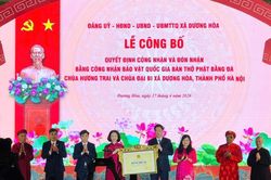 Xã Dương Hòa tổ chức đón Bằng công nhận Bảo vật Quốc gia đối với hai Bàn thờ Phật bằng đá