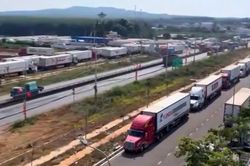 Hàng trăm xe container chở sầu riêng ùn ứ ở Dầu Giây, xếp hàng chờ kiểm định