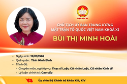 Tiểu sử Chủ tịch Ủy ban Trung ương MTTQ Việt Nam kh&oacute;a XI B&ugrave;i Thị Minh Ho&agrave;i