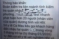 Thực hư thông tin nhân viên nhà hàng ở Cà Mau nhiễm HIV gây xôn xao