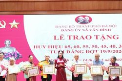 Xã Vân Đình trao tặng Huy hiệu Đảng đợt 19-5