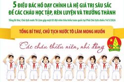 Năm điều Bác Hồ dạy chính là hệ giá trị sâu sắc để các cháu học tập, rèn luyện và trưởng thành