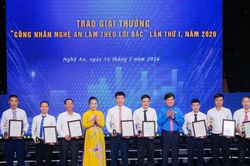 Nghệ An trao Giải thưởng Công nhân làm theo lời Bác
