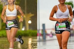 Hot girl làng gym chạy 21km dưới mưa lớn, Hồng Lệ vô địch marathon ở Hải Phòng