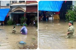 Nước dâng nhanh ở Quảng Ninh, nhiều tuyến phố chìm trong biển nước