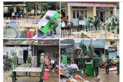 Tiếp tục triển khai hỗ trợ người d&acirc;n v&agrave; c&aacute;c trường học khắc phục hậu quả mưa lũ