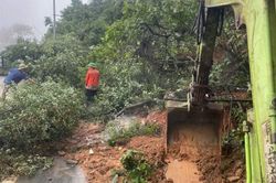 Sạt lở đường lên Tam Đảo, yêu cầu người dân dừng di chuyển