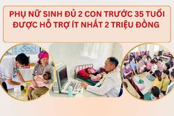 Phụ nữ sinh đủ 2 con trước 35 tuổi được hỗ trợ ít nhất 2 triệu đồng