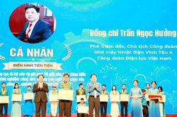 Chủ tịch Công đoàn NMNĐ Vĩnh Tân 4 được vinh danh cá nhân điển hình tiên tiến
