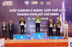 Tay cơ Frederic Caudron vô địch Giải Billiards Carom 3 băng Cúp Thế giới TP Hồ Chí Minh 2026