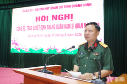 Đảng ủy - Bộ CHQS tỉnh Quảng Ninh trao quyết định thăng quân hàm sĩ quan năm 2026