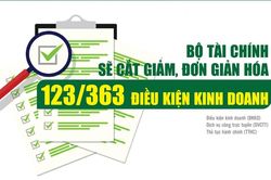 Infographics: Bộ T&agrave;i ch&iacute;nh sẽ cắt giảm, đơn giản h&oacute;a 123/363 điều kiện kinh doanh
