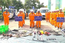 Diễn tập ứng phó, khắc phục thiệt hại hệ thống lưới điện do bão gây ra