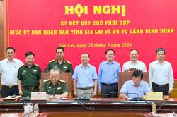 UBND tỉnh Gia Lai và Bộ Tư lệnh Binh đoàn 15 ký kết quy chế phối hợp