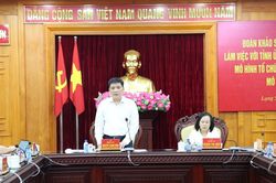 Đoàn khảo sát của Ban Tổ chức Trung ương làm việc với Tỉnh ủy Lạng Sơn