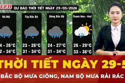 Dự báo thời tiết ngày 29-5: Bắc Bộ mưa giông, Nam Bộ mưa rải rác