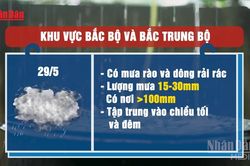[Video] Cảnh báo mưa lớn cục bộ ở Bắc Bộ, Tây Nguyên và Nam Bộ, có nơi mưa rất to trên 100mm