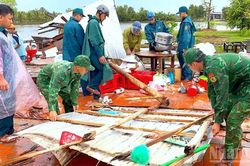 Bộ đội Cà Mau giúp cư dân ven biển khắc phục hậu quả thiên tai