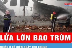 Gia Lai: Lửa lớn bao trùm khu xưởng, nhiều ô tô điện cháy trơ khung