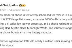 HONOR X80 sắp ra mắt: Pin đột phá 10,000mAh và màn hình OLED 120Hz