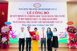 Đồng chí Bùi Thị Thúy Hằng giữ chức Phó Giám đốc Ngân hàng Nhà nước Chi nhánh Khu vực 13