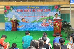 Giải bơi 'Kình ngư nhí' và Khai mạc Sinh hoạt hè trong trường TH ở An Giang