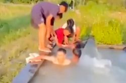 Học sinh tắm ở bể xả nước thủy lợi bị ống bơm nước cuốn tử vong