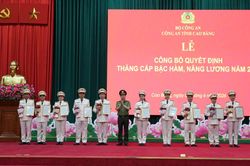 Công an tỉnh công bố quyết định thăng cấp bậc hàm, nâng lương cho 671 cán bộ, chiến sĩ