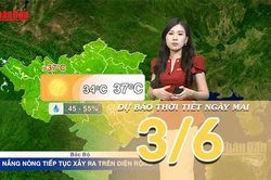 [Video] Dự báo thời tiết đêm nay và ngày mai ngày 3/6/2026: Bắc Bộ tái diễn nắng nóng diện rộng, Trung Bộ có nơi trên 39 độ
