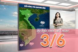 [Video] Dự báo thời tiết ngày 3/6/2026: Bắc Bộ và Trung Bộ duy trì nắng nóng, Nam Bộ gia tăng mưa dông