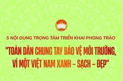 [Infographic] 5 nội dung trọng t&acirc;m triển khai phong tr&agrave;o 'To&agrave;n d&acirc;n chung tay bảo vệ m&ocirc;i trường, v&igrave; một Việt Nam xanh - sạch - đẹp'