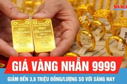 Giá vàng nhẫn 9999 giảm đến 3,6 triệu đồng/lượng so với sáng nay