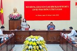 Ph&oacute; Chủ tịch nước V&otilde; Thị &Aacute;nh Xu&acirc;n l&agrave;m việc với Ban Thường vụ Tỉnh ủy An Giang