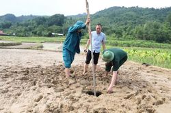Xuất hiện hố sâu bất thường giữa cánh đồng tại xã Trường Hà