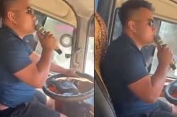 Đang chở khách, tài xế vẫn say sưa hát karaoke sau vô lăng