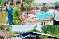 Công an Cà Mau giúp người dân khắc phục thiệt hại do mưa, lốc xoáy