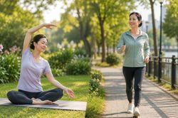 Phụ nữ trung niên nên ưu tiên yoga hay đi bộ?