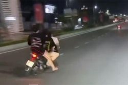 Thiếu nữ 15 tuổi chạy xe m&aacute;y 'kẹp ba', đ&aacute;nh v&otilde;ng rồi t&ocirc;ng v&agrave;o dải ph&acirc;n c&aacute;ch