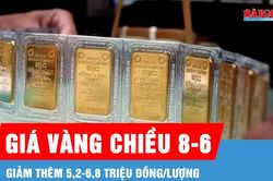 Chiều 8-6, giá vàng giảm thêm 5,2-6,8 triệu đồng/lượng