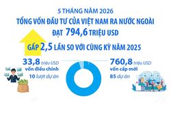 5 tháng năm 2026: Đầu tư của Việt Nam ra nước ngoài đạt 794,6 triệu USD